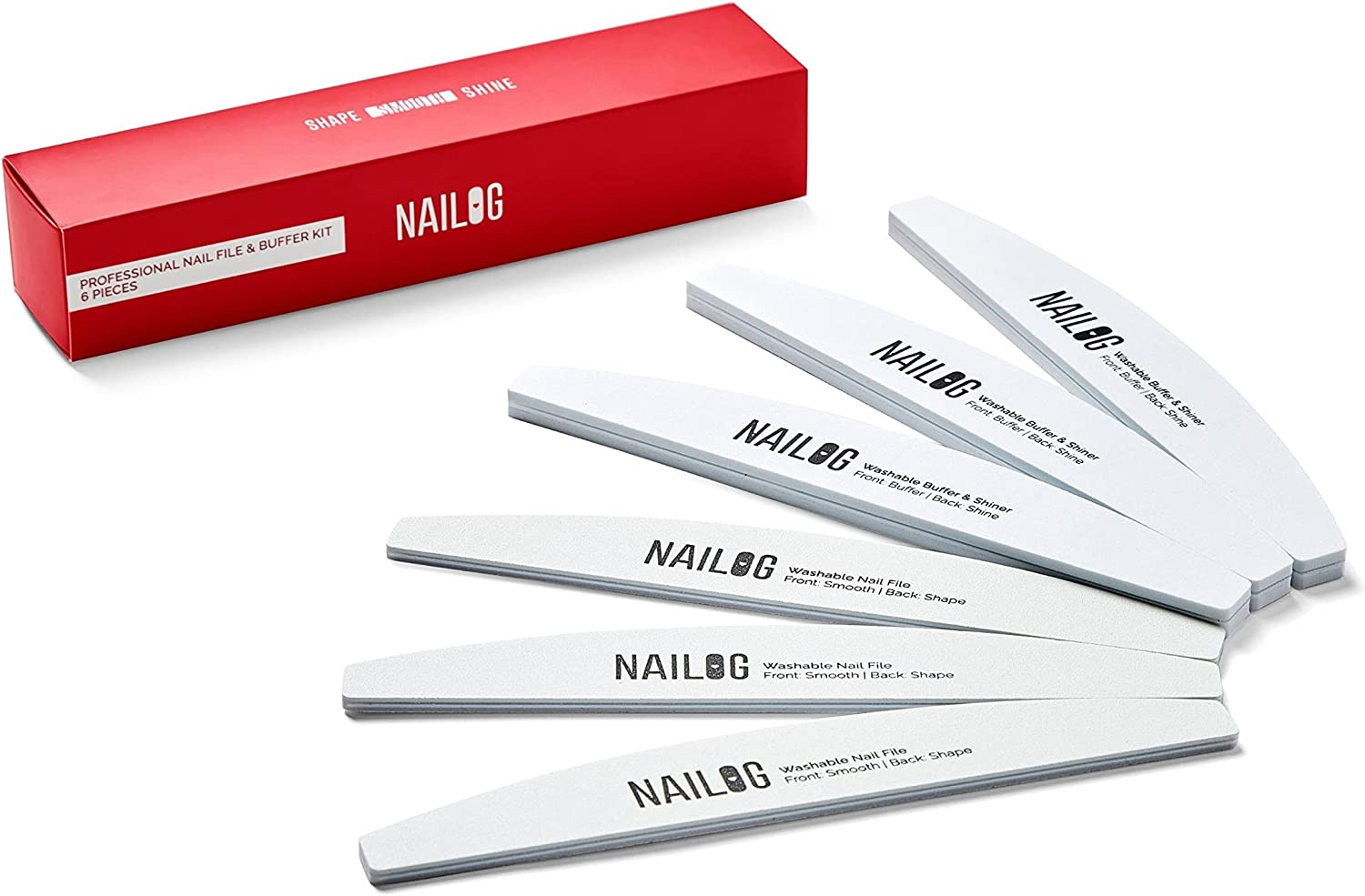 Nailog Nail File & Buffer Kit (6 Pieces) | Premium Quality & Washable | 3 Double-Sided Nail Filer (180/320) for Natural Nails and Acrylic Nails & 3 Nail Buffer & Shiner (400/4000)&hellip; image number 5