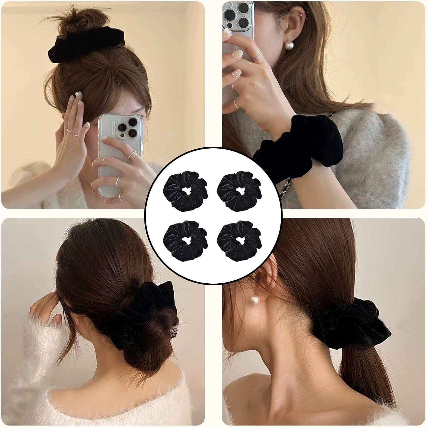 Pack of 4 Hair Bobbles Black image number 4