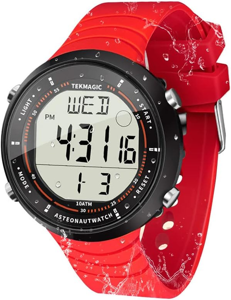 10 ATM Waterproof Sports Watch for Swimming and Diving, with Functions of Chronograph, Timer, Dual Time, Alarm Clock, 12 and 24 Hour Format Switchable image number 4
