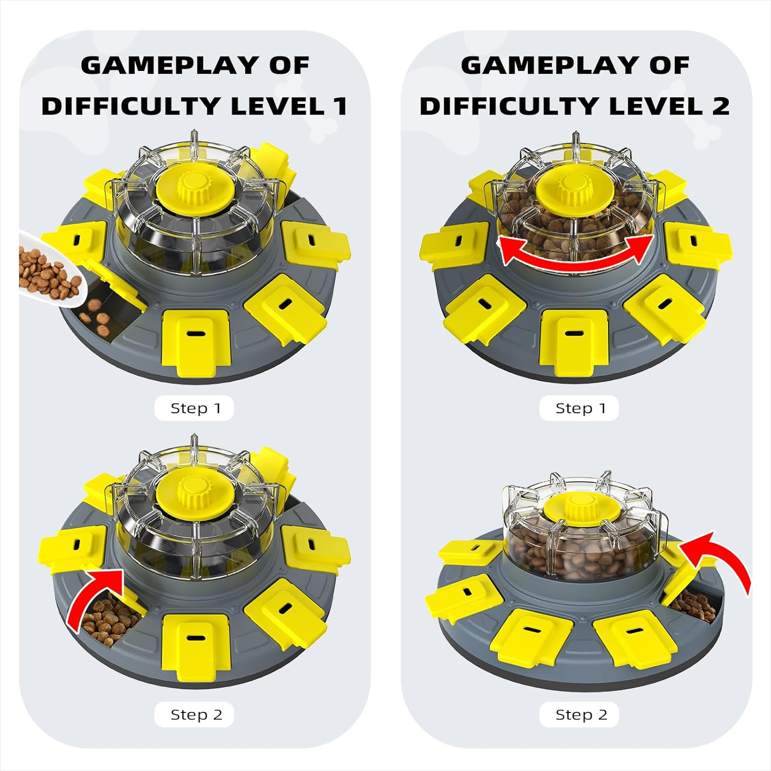 KADTC Level 2 in 1 Dog Spinning Puzzle Toys for Small/Medium/Larger Dogs Adjustable Treat Dispensing Food Puzzles Slow Feeder Brain Stimulating Puppy Mental Stimulation Enrichment Interactive Games image number 1