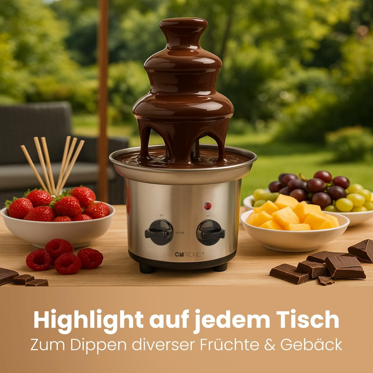 Clatronic&reg; SKB 3248 Chocolate Fountain with Excellent Chocolate Flow, for Fruits and Pastries, Easy to Clean, Chocolate Fountain with Melting Function, Small Chocolate Fountain image number 4