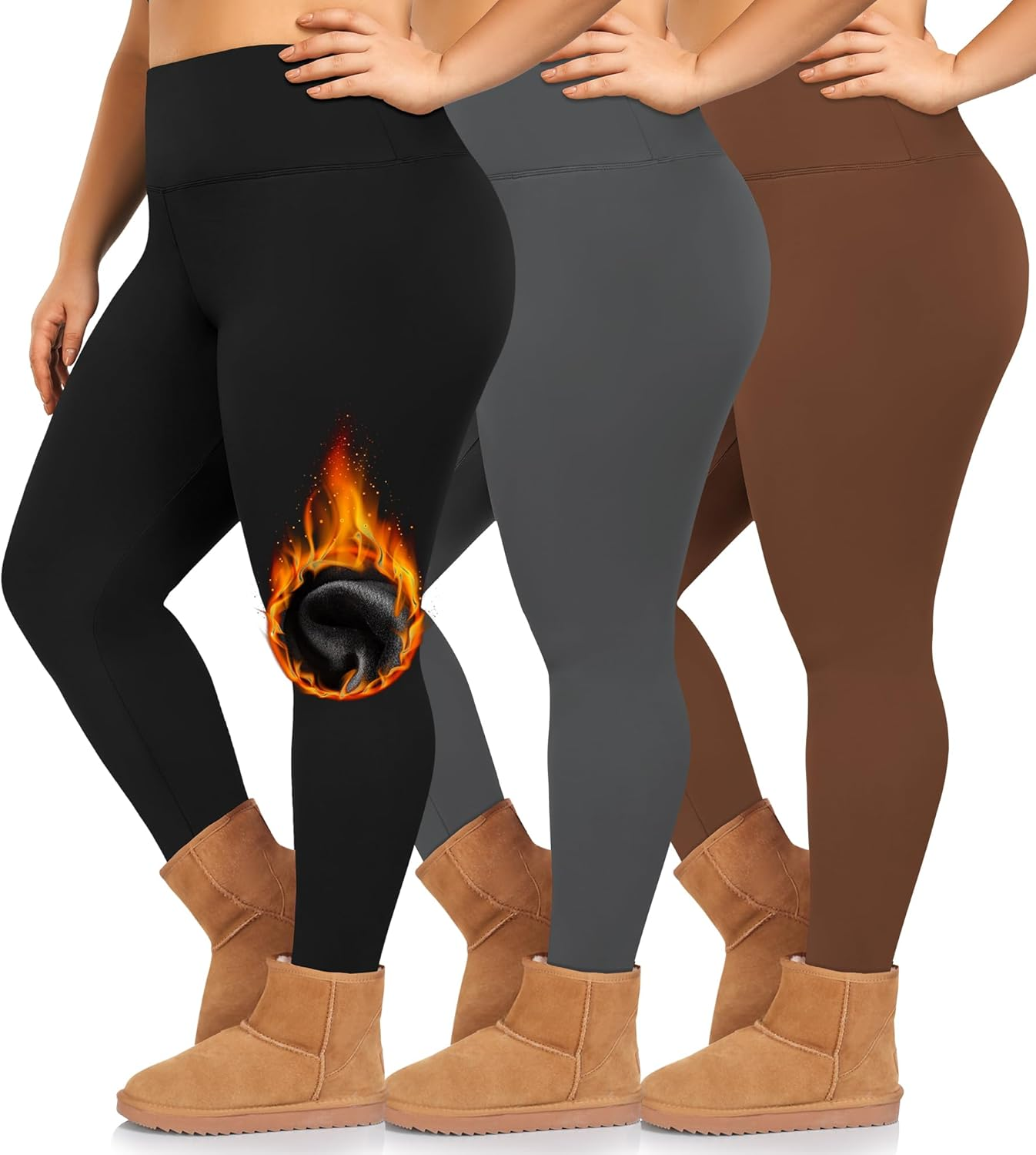 Yeug Women'S plus Size Leggings with Pocket-High Waist Tummy Control Yoga Pants Workout Running Black Leggings image number 5