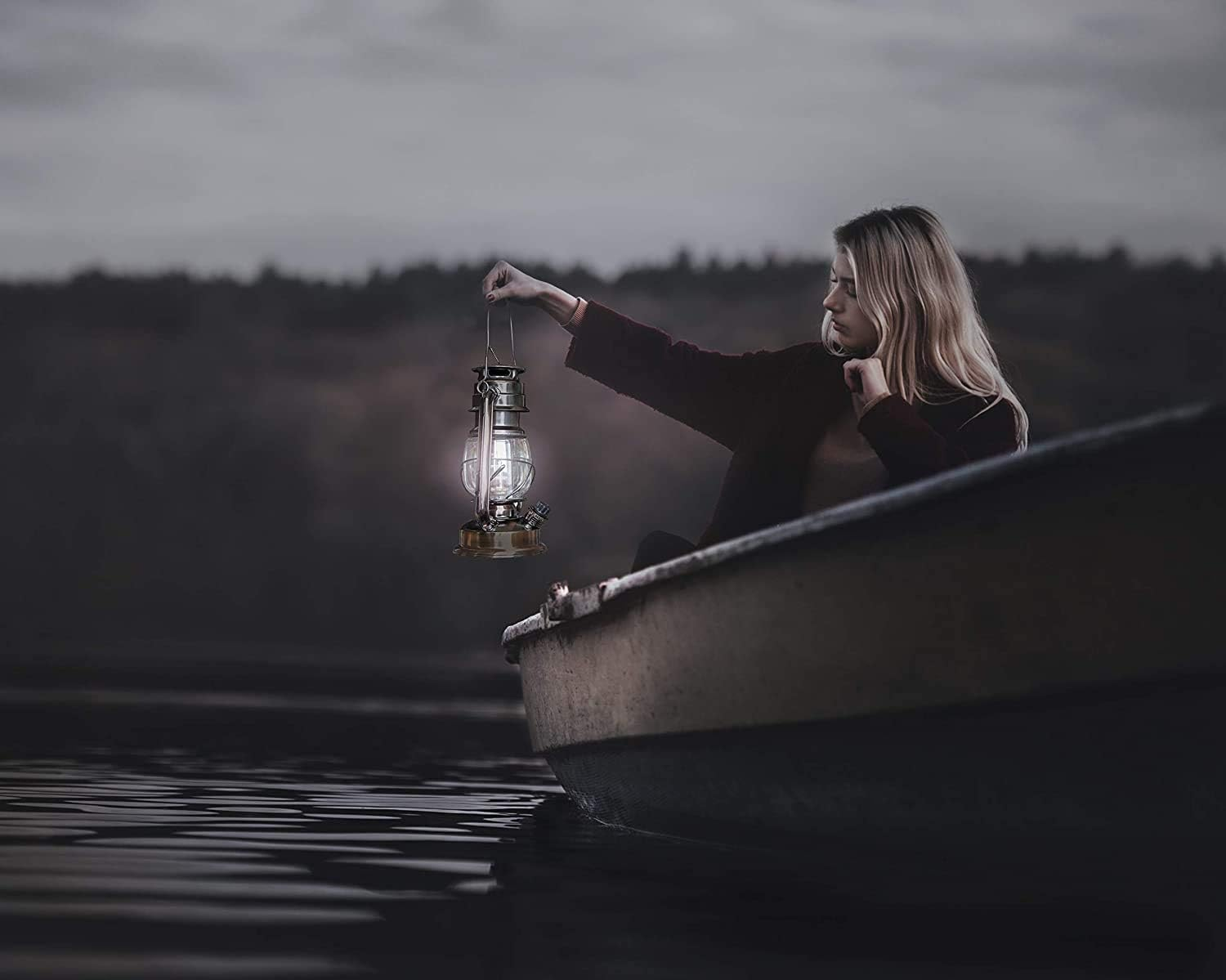 Yakii LED Vintage Lantern Metal Hanging Hurricane Lantern 12 LED Dimmer Switch Cold White Battery Operated Lantern Power Outage Indoor Camping Lighting Outdoor Brooklyn Lantern (Copper 2 Pack) - Black1 Cold Light Pack Of 2 image number 3