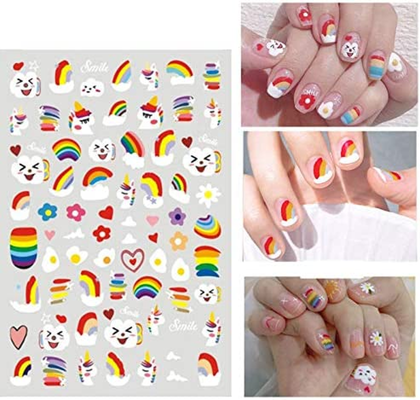 DAWNTREES Nail Stickers,1000+ Natural Materials Nail Art Stickers,For Women Girl Kids Nail Stickers Self Adhesive,Cute Nail Decals,Environmentally Diy,Flowers, Eggs, Plants,Fruit Decals - 3D White Pink image number 6