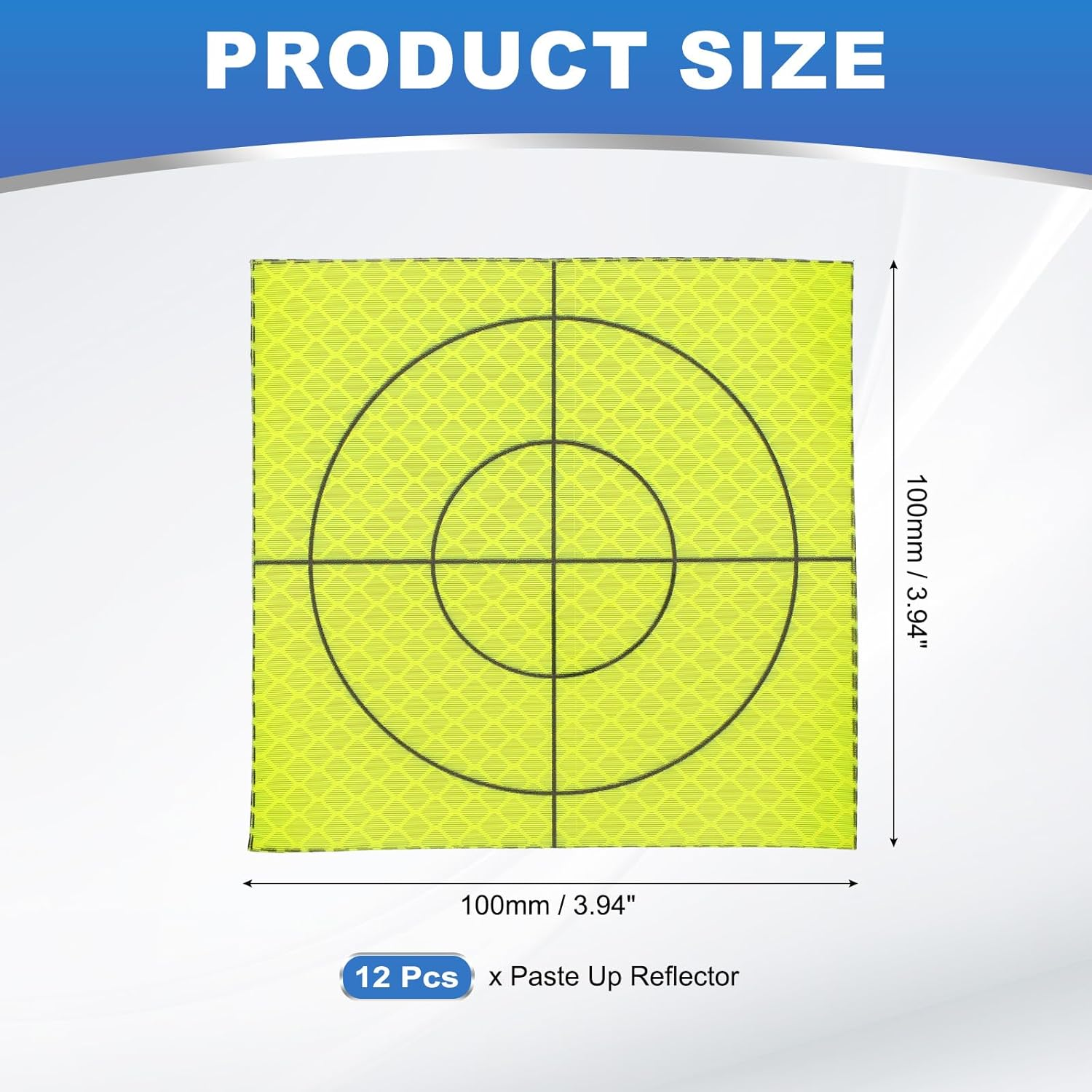 Uxcell Survey Reflector Sheets 100X100Mm, 12 Pcs Self-Adhesive Reflective Target Sheets Survey Target Mark Tape for Total Stations Check Shots Back Sights Monitoring, Green image number 2