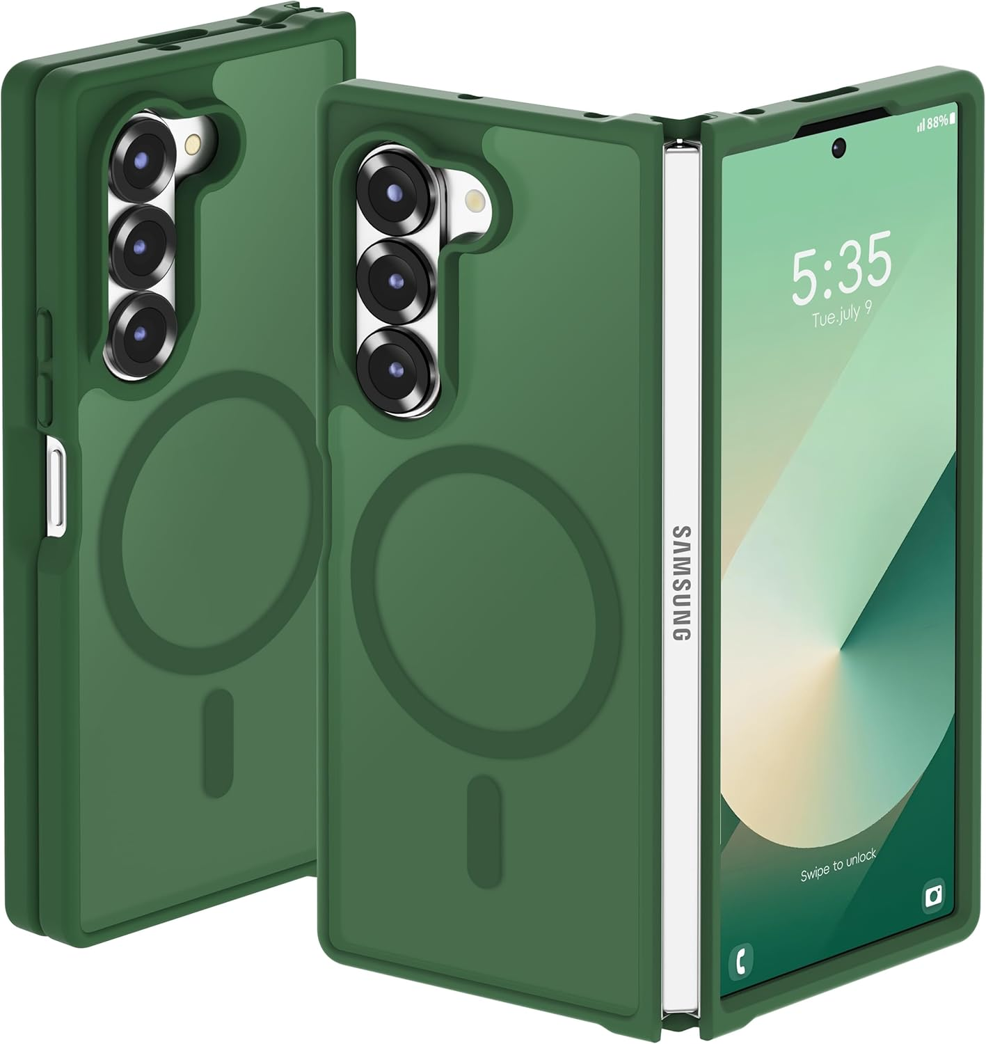 ORETECH Magnetic Shockproof for Samsung Galaxy Z Fold 6 Case, Samsung Z Fold 6 Cover, Compatible with Magsafe, Translucent Ultra Thin Anti-Scratch Flexible TPU Bumper Z Fold 6 Case-Green image number 6