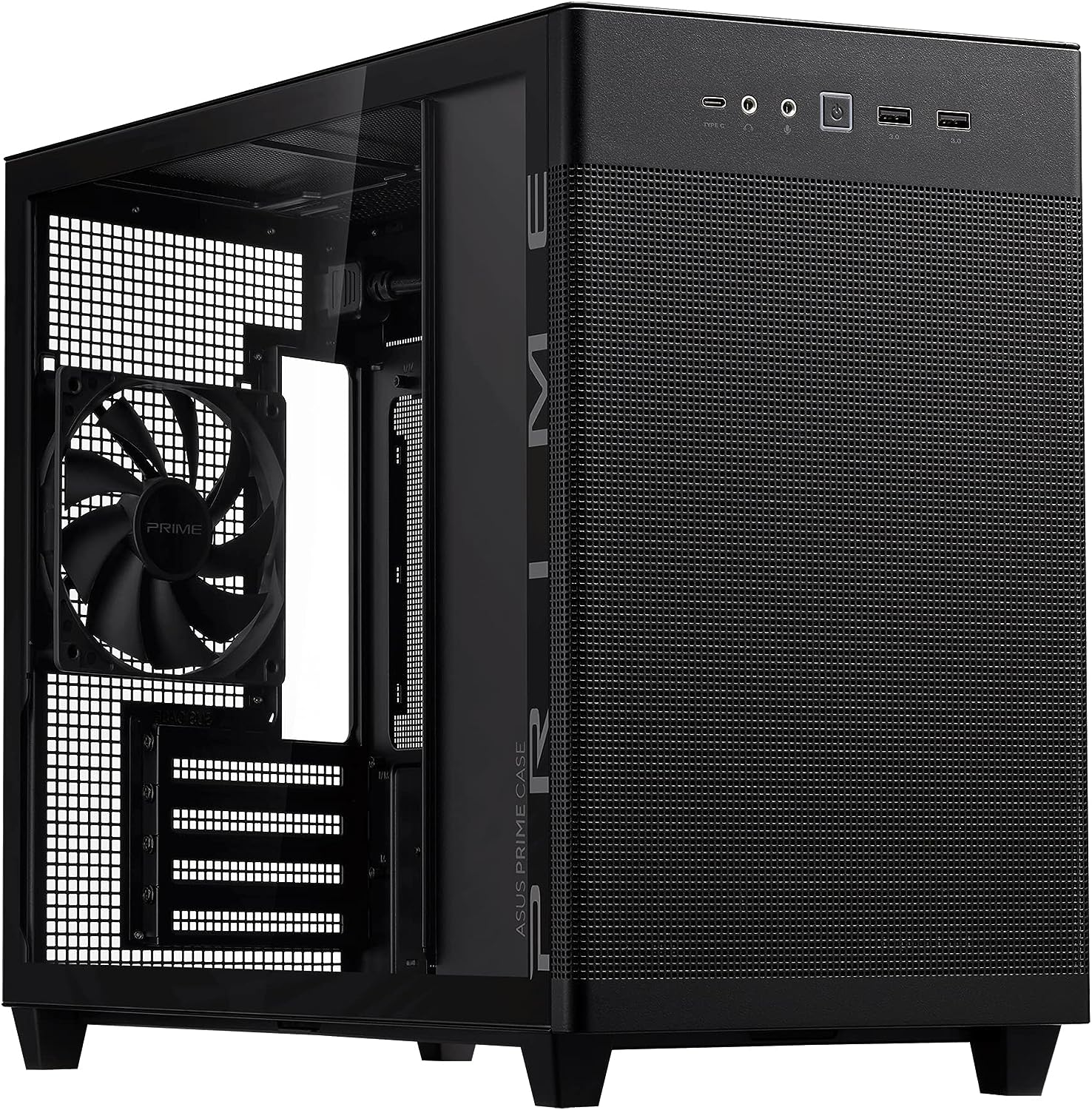 ASUS Prime AP201 (Black) Is a Stylish 33-Liter Microatx Case with Tool-Free Side Panels and a Quasi-Filter Mesh, with Support for 360Mm Coolers, Graphics Cards up to 338Mm Long, and Standard ATX Psus