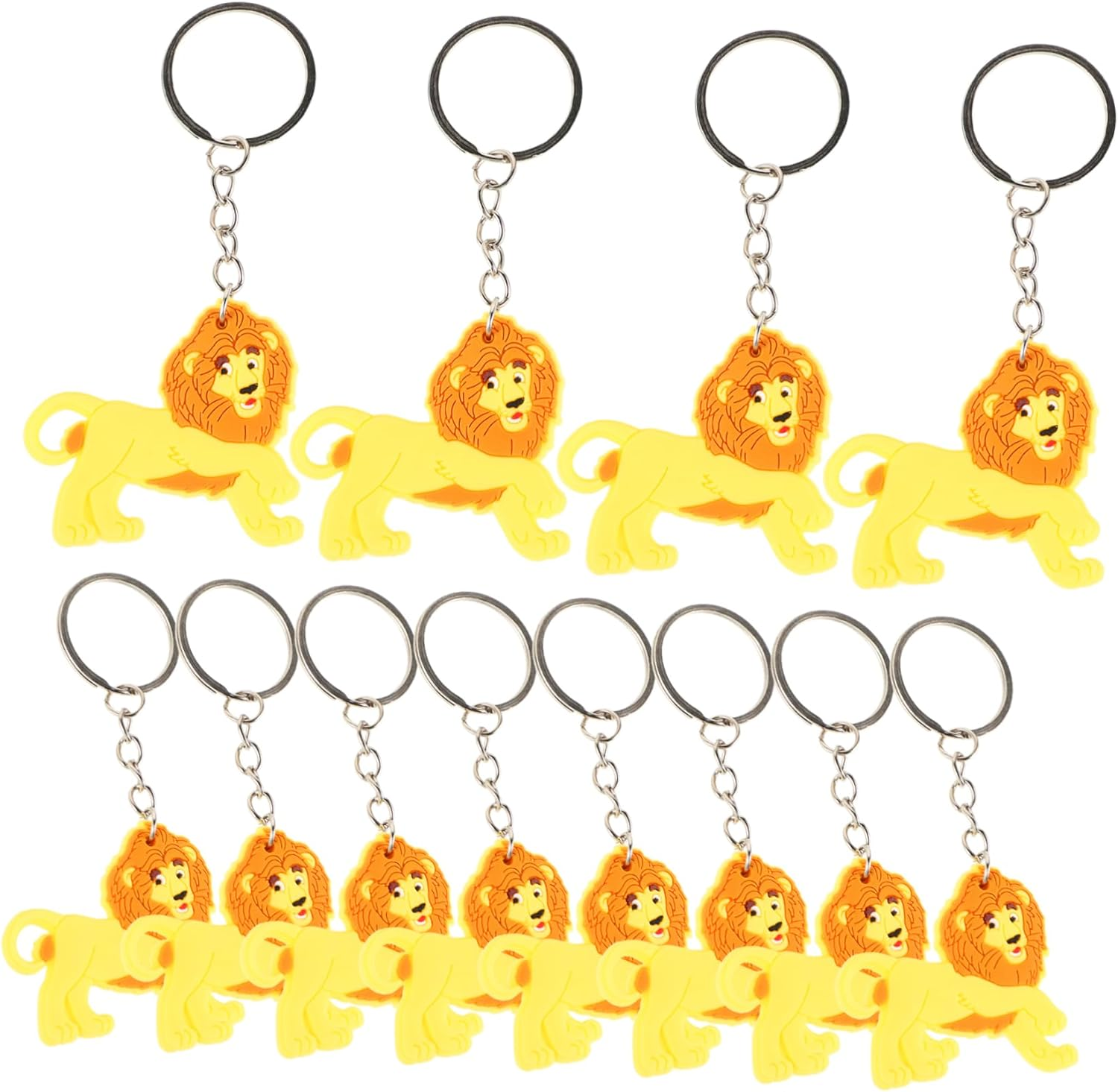 BRIGHTFUFU 12Pcs Lion Keychain Animals Key Chains Bag Furry Lion Toy Filler Stuffed Animal Lion Theme Keychains Doll Accessories Lion Charm Keychain Tail Deer Fidget Golden Zinc Alloy image number 1