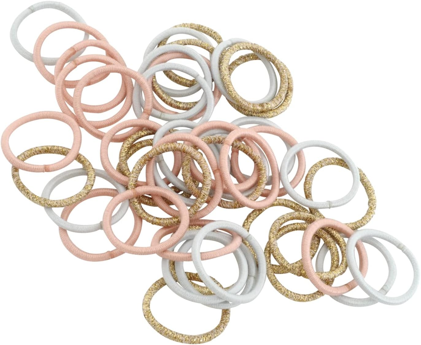 Haarallerliebst Hair Bobbles Mini Extra Small (Pack of 45 | Pink, Light Blue, Gold | 2 Cm) with Box for Storage (Box Colour: White) - Box Colour: Pink image number 1