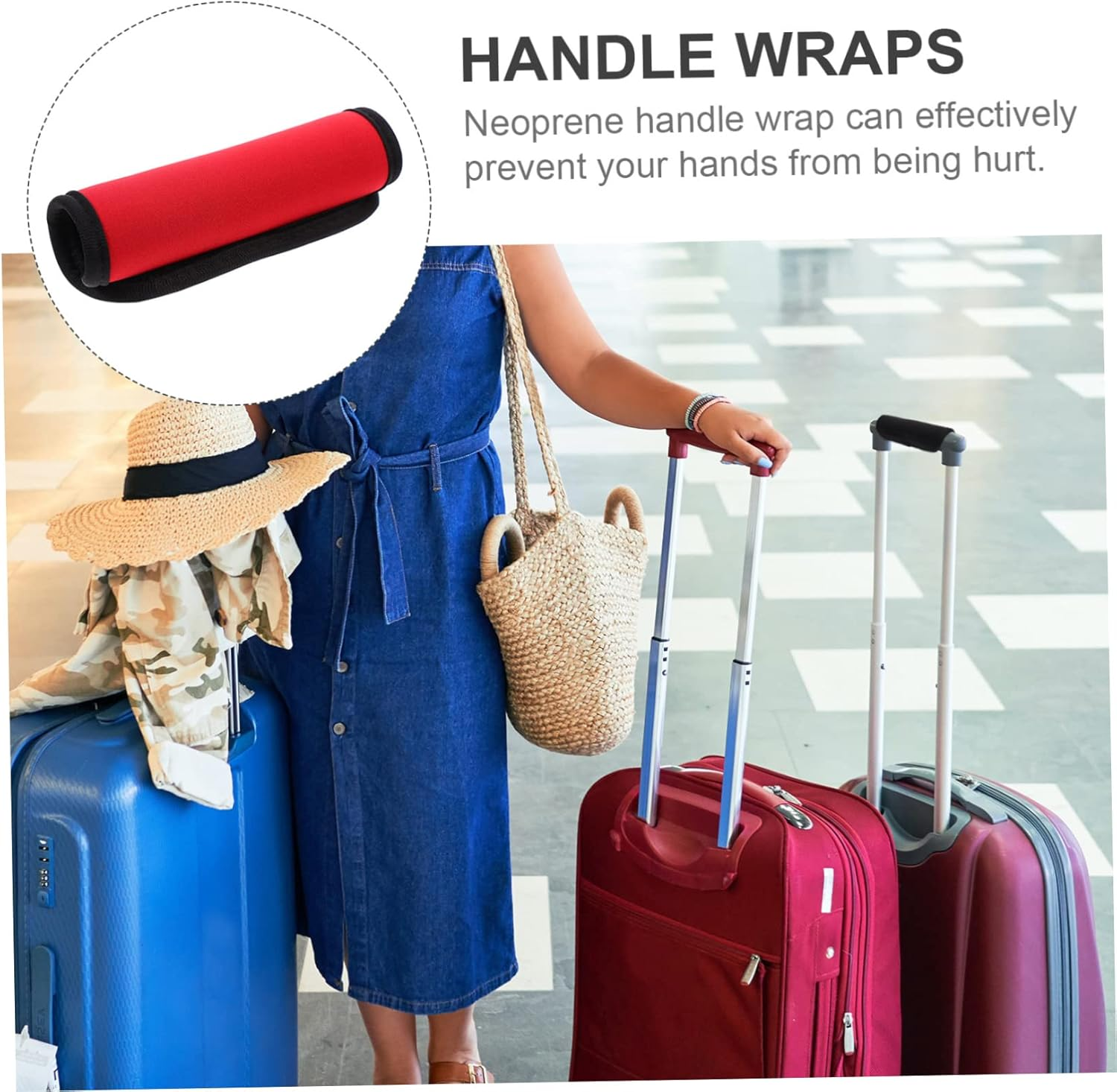 Neoprene Handle Covers Luggage Handle Wraps Soft Comfort Grip Protection for Suitcase Traveling Case Neoprene Grips for Hand Protection Travel Accessories image number 1
