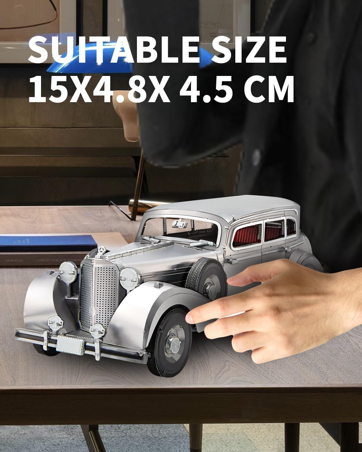 Piececool 3D Puzzles for Adults, Bulletproof Sedan 770K Model Kits Building, Car Model DIY Puzzle Set, Christams Gifts -154 Pcs - Silver image number 5