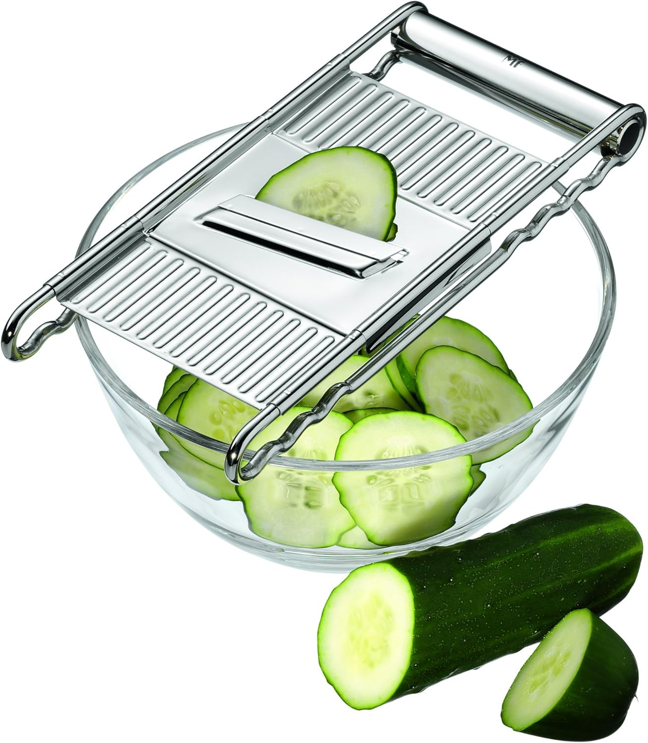 WMF Gourmet Vegetable Grater 12 X 18 Cm, Kitchen Grater Stainless Steel with 4 Attachments for Slicing, Multi Grater, Rasp, Grater and Cutting, Potato Grater, Cucumber Slicer