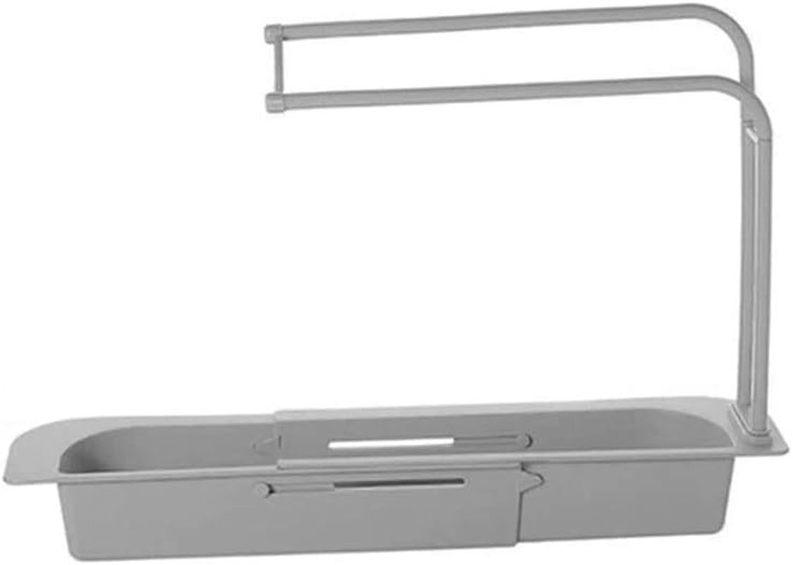 Telescopic Sink Rack Holder Expandable Storage Drain Basket Home Kitchen Kit, Multifunctional Drain Basket, Durable PP Material