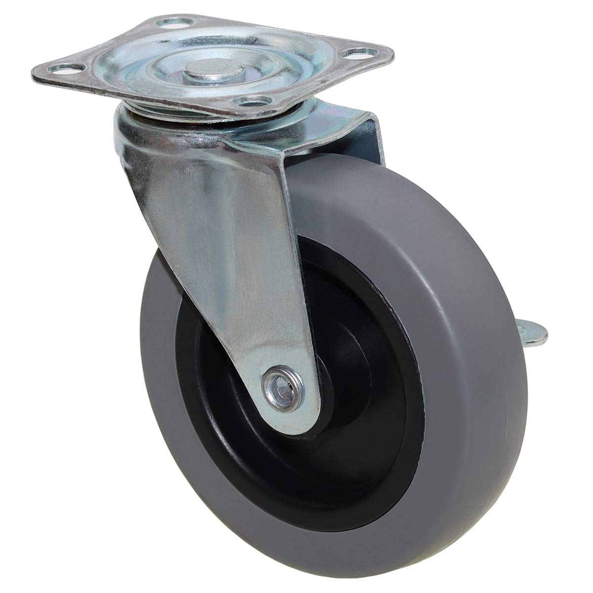 DICASAL Top Plate Casters 4 Inch Side Brake Wheels Durable Heavy Duty Casters Wear Resistant TPR Material Swivel Wheels Castors for Furniture Carts and DIY Tools 4 Pack image number 2