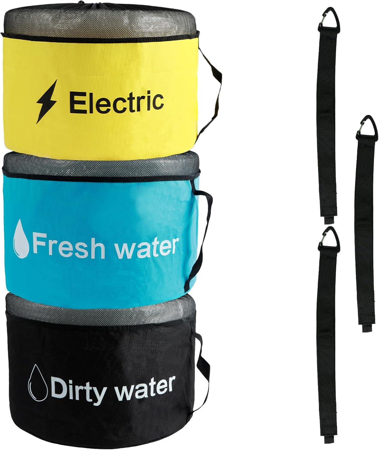 Fxvhojq 3/4Pcs RV Hose Storage Bags with Mesh Top Waterproof RV Utility Bag Multifunctional RV Accessories Storage Bags with Straps Large Sewer Hose Bag for Fresh/Black Water Hoses Electrical Cords - Black+Blue+Yellow+Green image number 2