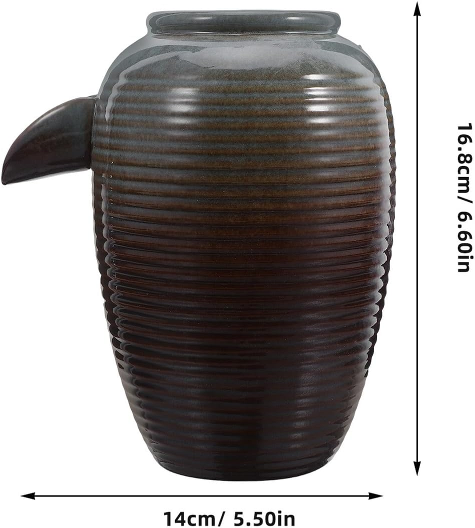 MERRYHAPY Ceramic Jar Water Fountain Spitter for Fish Outdoor Garden Decor Ancient Design Ceramic Build with Efficient Water Circulation Low Maintenance Landscape Ornament for Patio And image number 6