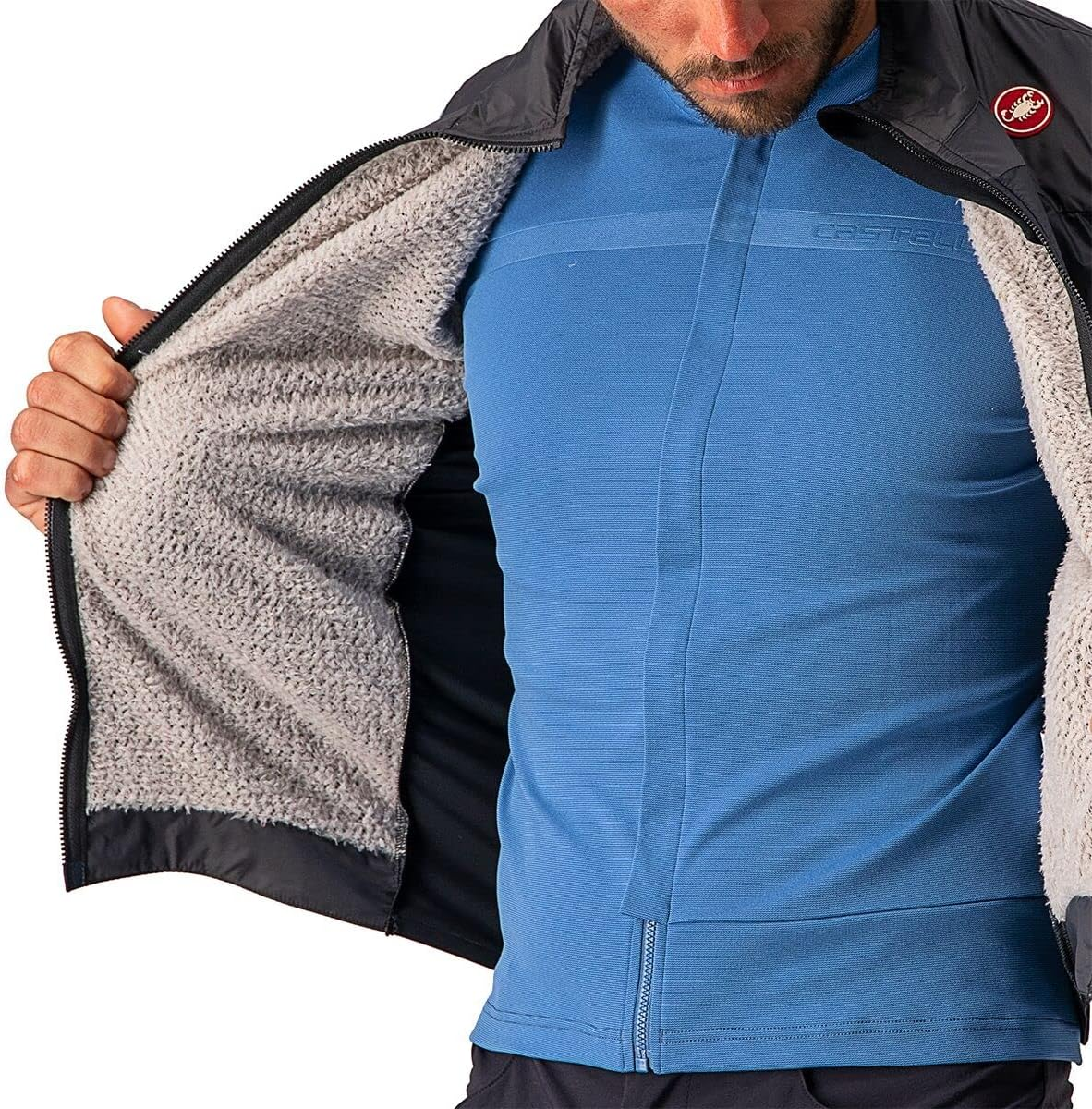 Castelli Men'S Unlimited Puffy Vest Sports, Light Military Gray/Dark Gray-Brilliant Orange, L image number 4