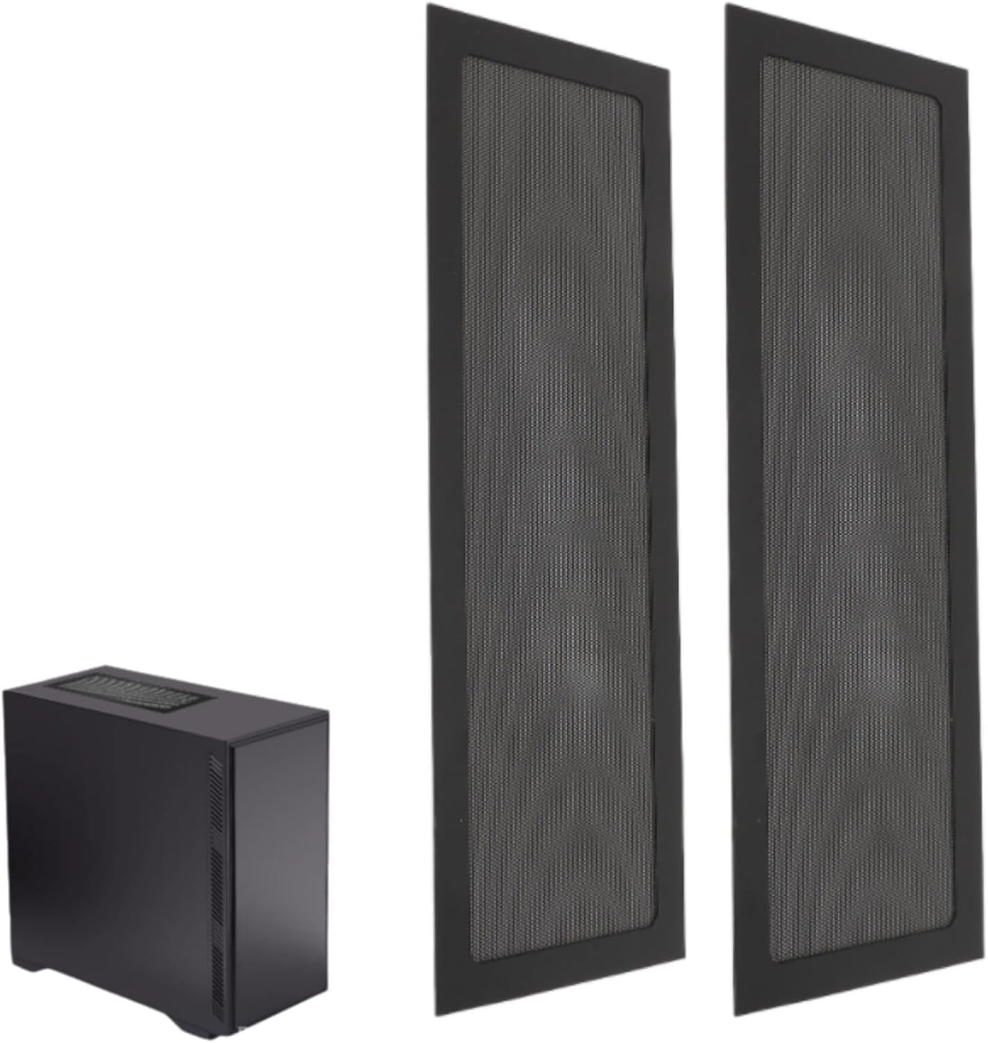 2Pcs Magnetic Dust Filter PC, Computer Fan Filter Grills PVC, 4.72X14.17In Magnetic Frame PC Cooler Fan Dust Filter Fine Mesh for Fan Vent for Computer Cooler Fan (Black)