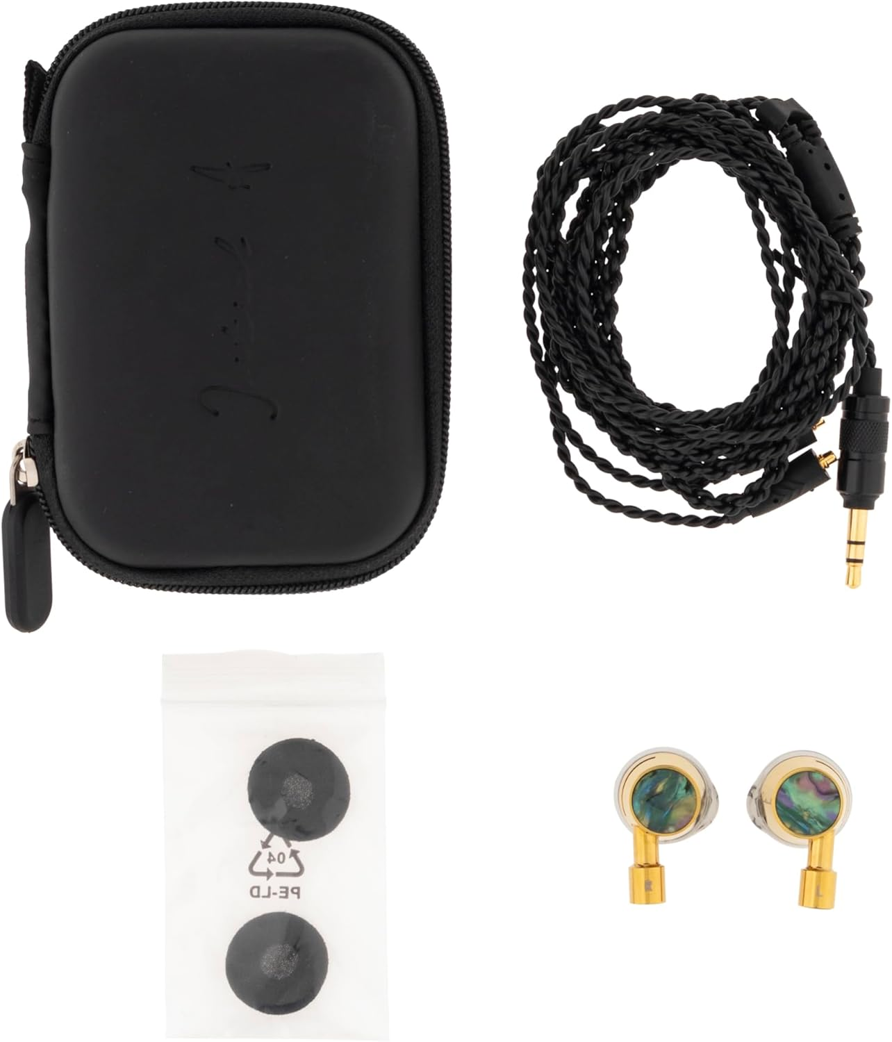 Initial a Autumn - AKI - 0.4 Inch (10 Mm) Dynamic Driver X BA Hybrid Earphones, Gold/Black, Approx. W 0.7 X H 1.2 X D 0.5 Inches (19 X 30 X 13 Mm) image number 3