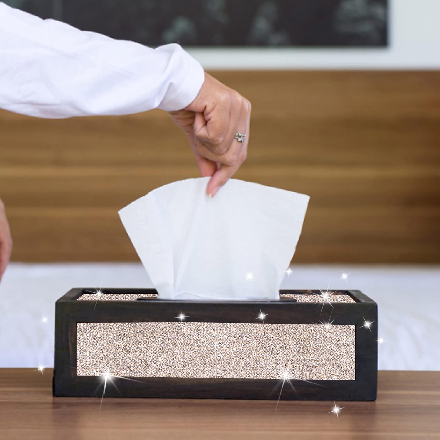 Self Adhesive Champagne Crystal Rhinestone Strips Diamond Ribbon Bling Gemstone Sticker Roll for Craft with 2 Mm Stones for DIY Arts, Wedding Party, Car Phone Decoration image number 5