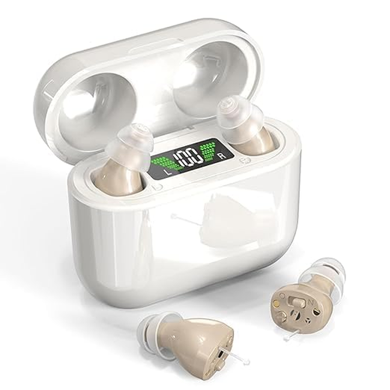 Hearing Aids, Rechargeable Heaing Aids for Seniors with Noise Cancelling, Digital Hearing Aids in the Ear Hearing for Hearing Loss (White) image number 2
