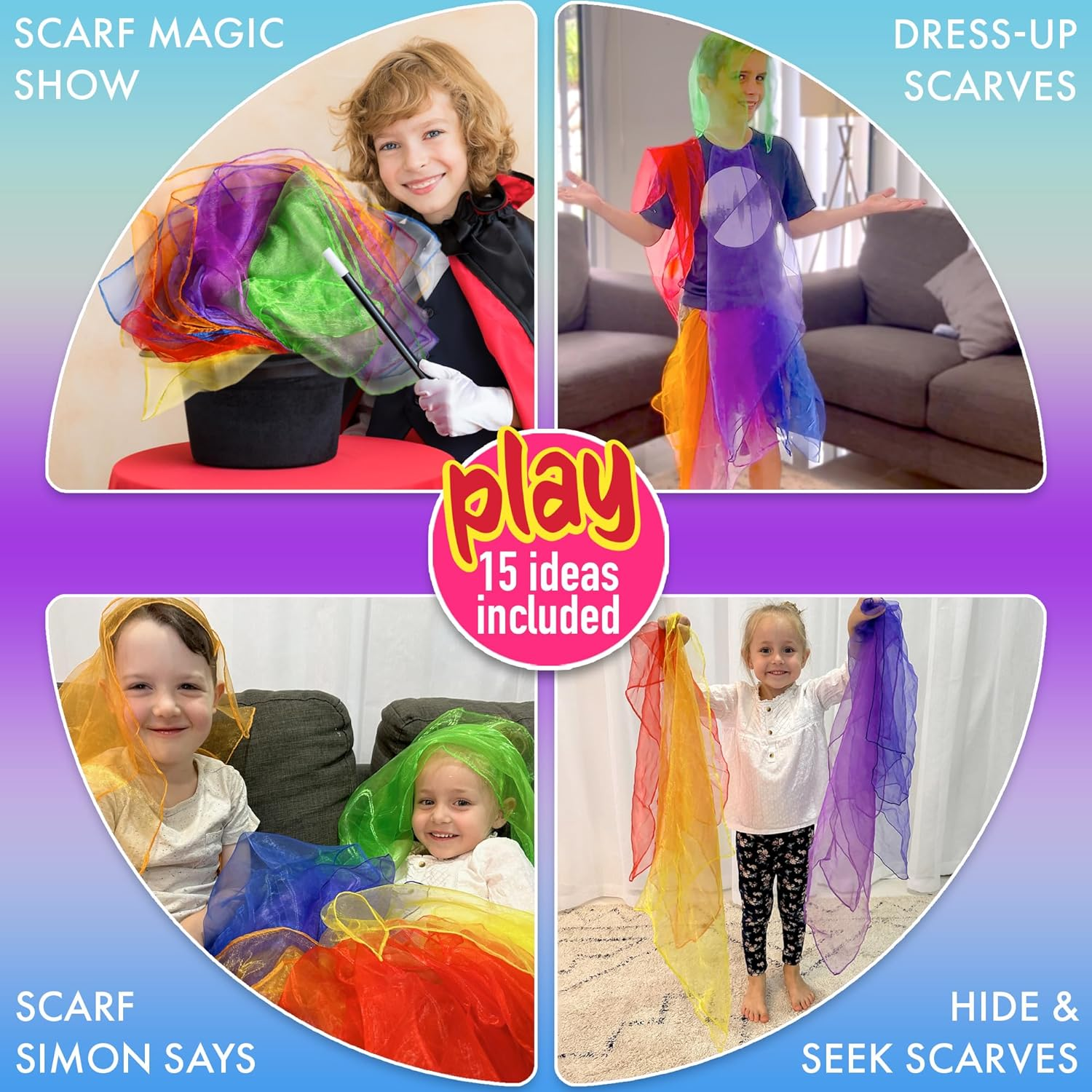 Play Scarves for Kids, Juggling Scarves and Dancing Scarves for Toddlers and Kids.