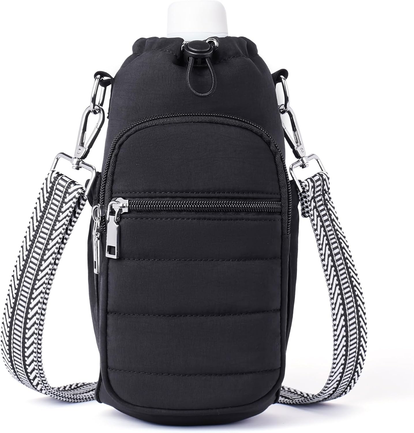 Lexiyat Water Bottle Bag 40 Oz Crossbody Holder for Walking Hiking Insulated Carrier Purse with Adjustable Strap