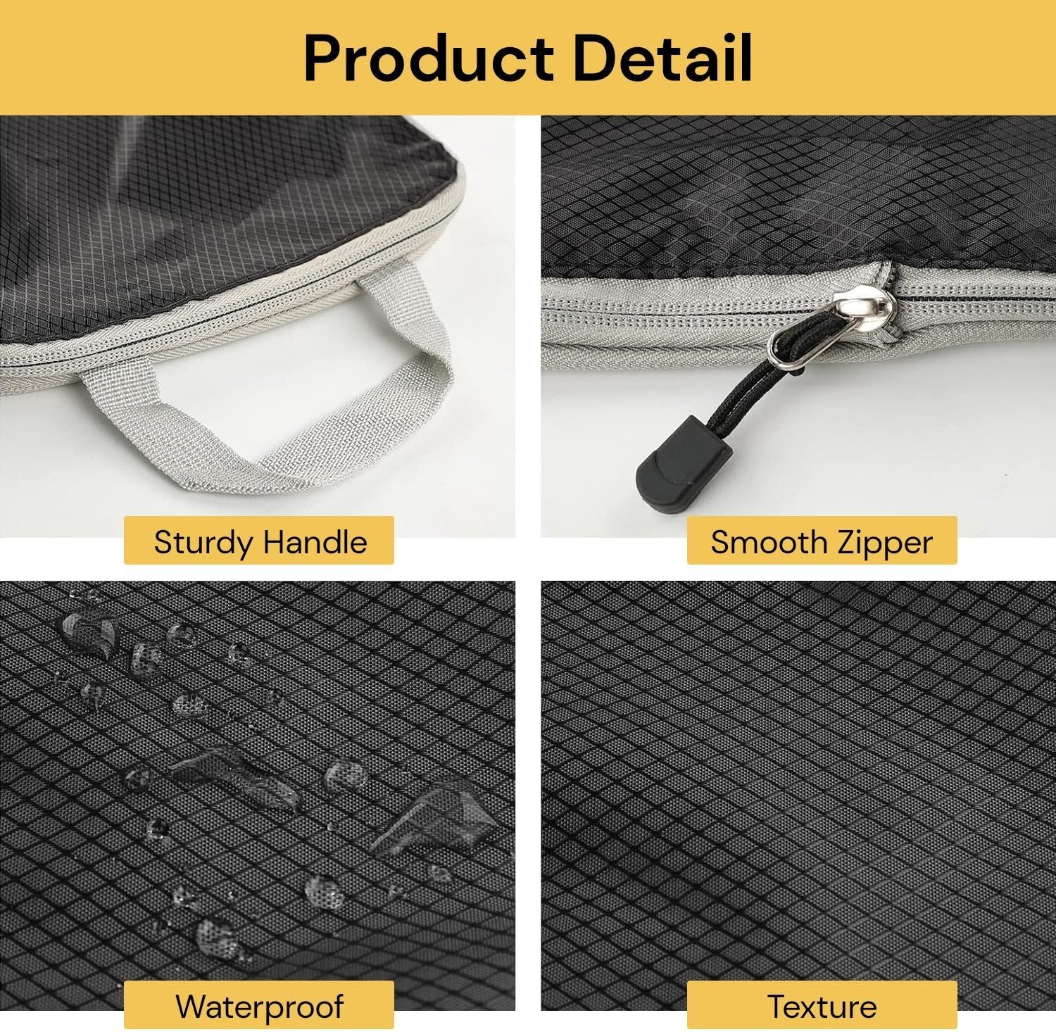 Spendeal 3PCS Compression Packing Cubes for Travel Packing Organisers Vacation with Double Smooth Zipper, Luggage Suitcase Organizer Bags, Expandable Packing Organizers (Black) image number 4