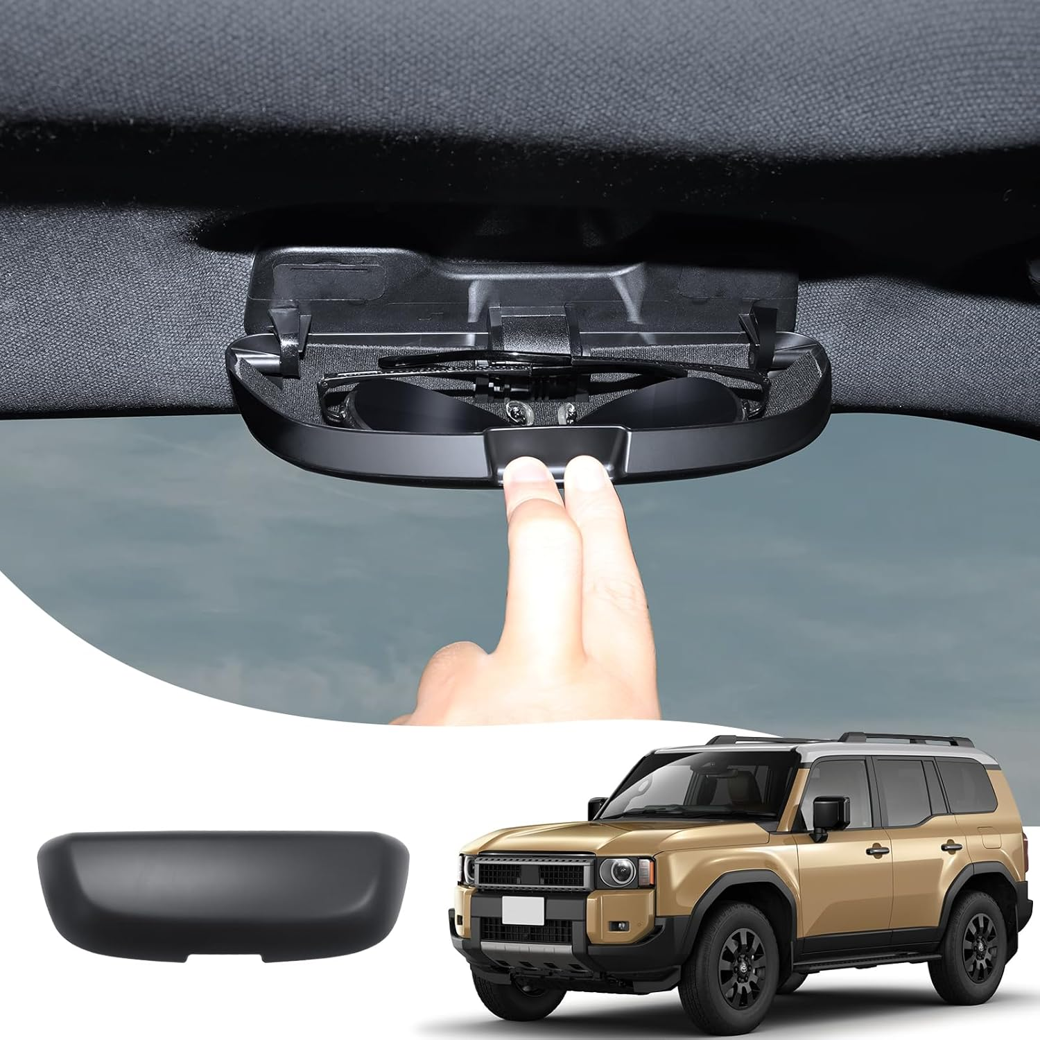 Car Glasses Case for 2024 2025 Toyota Land Cruiser Prado 250 1958 Lc250 J250 Car Glasses Frame Storage Box Sunglasses Accessories Interior Modification (Black) image number 1