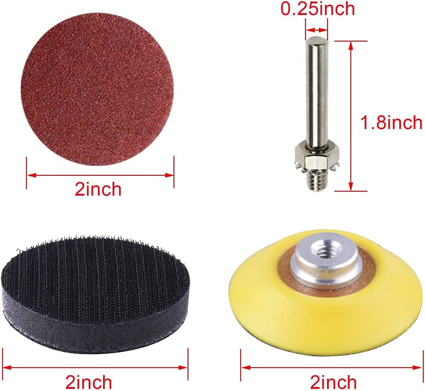 300 Pcs Sanding Discs Pads, Hook and Loop Adhesive Sanding Discs ，50Mm/2Inch Hook and Loop Pads with 1/4" Shank Backing Pad & Foam Buffering Pad ，Sandpaper80-3000 Grit for Drill Grinder Rotary Tools image number 4