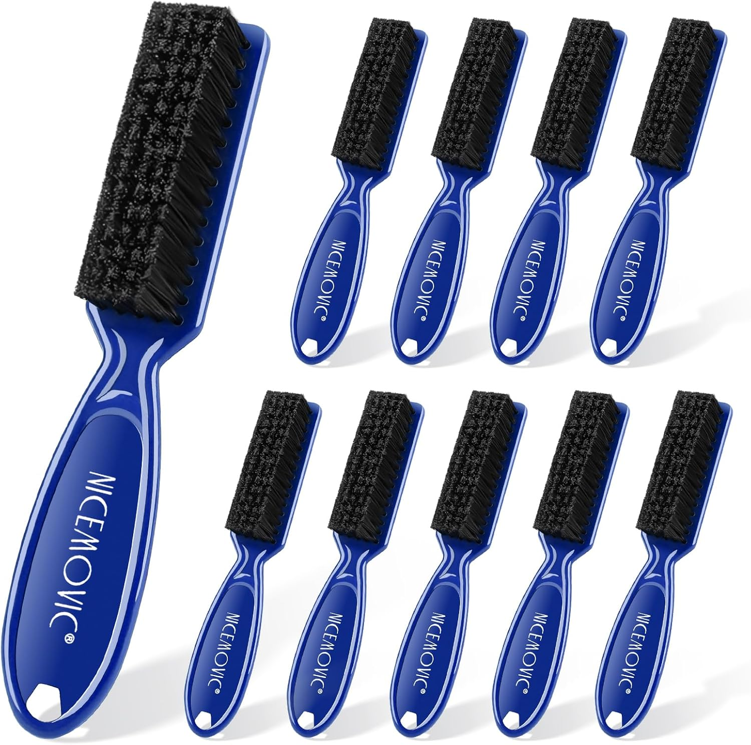 NICEMOVIC Barber Clipper Cleaning Brushes, 10 Pcs Plastic Handle Nylon Bristles, Anti-Slip Handle Mini Brush Bulk Set, Duster Manicure Brush for Hair Styling Tools, Kitchen Sink, Shoes (Black&Red)