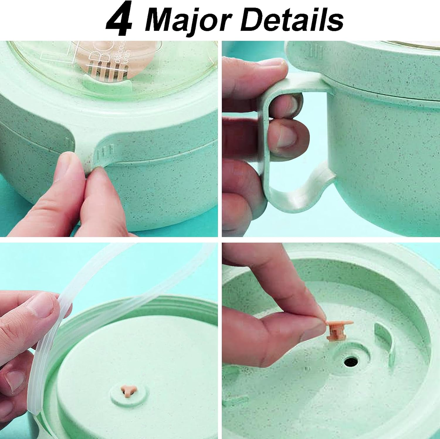 2Pack 28.7Oz Wheat Straw Microwave Ramen Bowl Set Noodle Bowls with Lid and Spoon,Improved Easy-Grip Design for On-The-Go - Holds Soup, Rice, Cereal,More,Bpa-Free(Pink+Green)