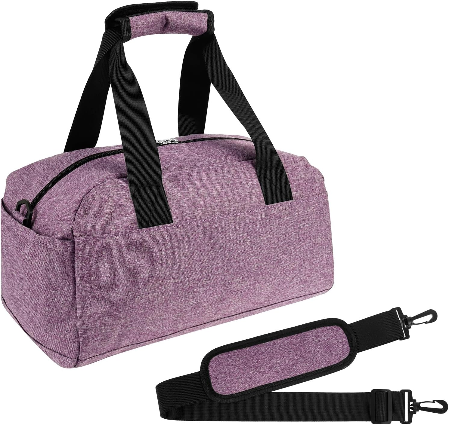 Polyester Small Gym Bag, Sport Duffle Bag Multiple Pocket Mini Luggage Bags with Shoulder Strap Easy to Access Small Gym Handbag for Fitness Workout, Travel, Dance, Ballet, Swim(Grey)