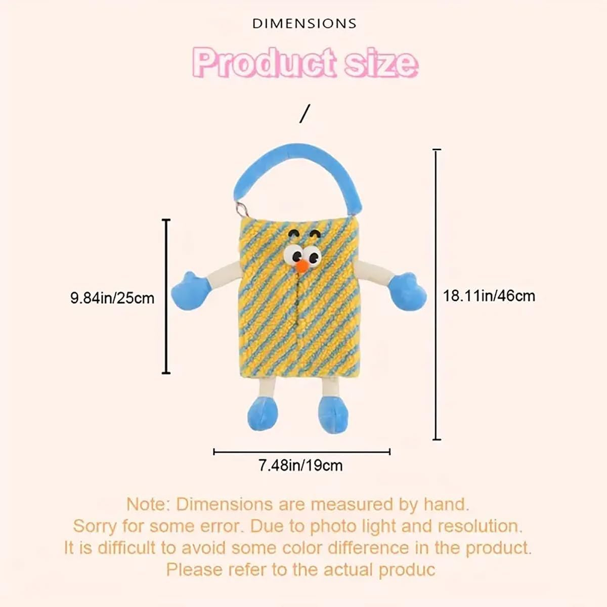 AIMALL Cute Monster Stripe Plaid Car Tissue Holder, Plush Backseat Hanging Dispenser, Car Accessories Storage Solution - Blue image number 7