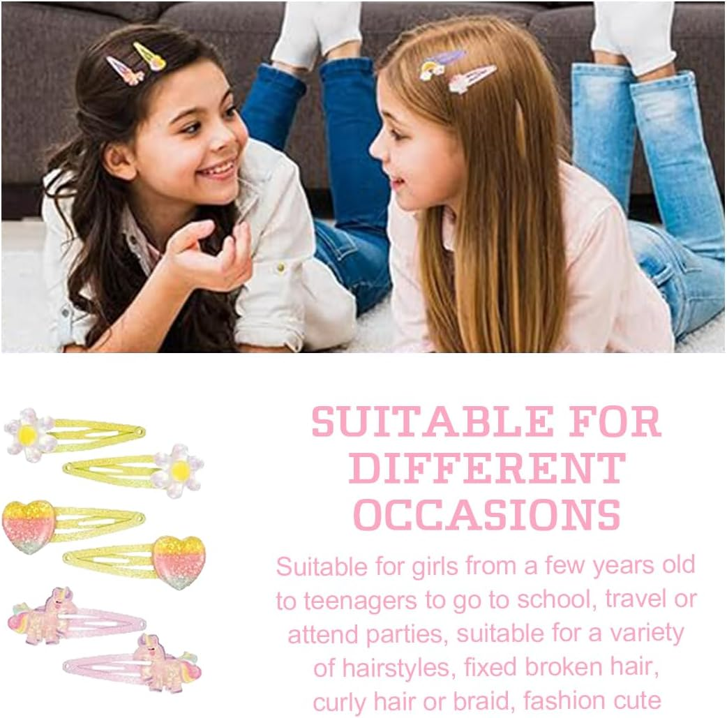 MEXRUMI Pack of 12 Mermaid Rainbow Flowers Hair Accessories, Children'S Multicoloured Hair Clips Girls Glitter, Cute Hair Clip Small for Birthday Party Gift image number 3