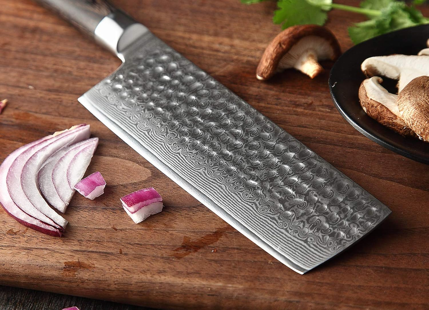 XINZUO Damascus Steel Nakiri Knife, 6.8 Inch Meat Vegetable Knife Asian Chef Knife Professional Kitchen Knife Sharp Cooking Knife, Ergonomic Pakkawood Handle -He Series
