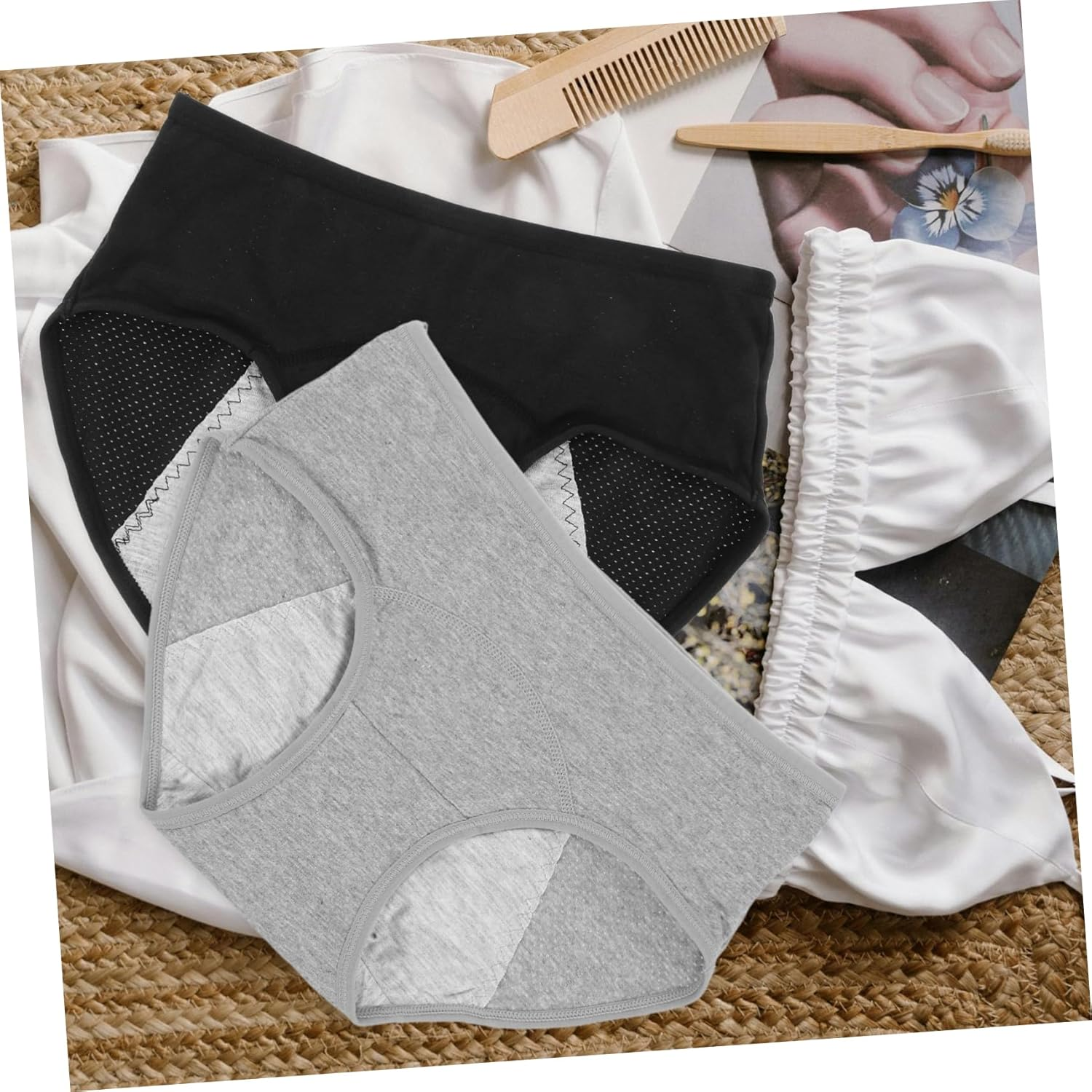 CLISPEED Leakproof Period Briefs for Women Washable Absorbent Underwear Midwaist Heavy Flow Protection Soft Cotton Material for Daily Use image number 1