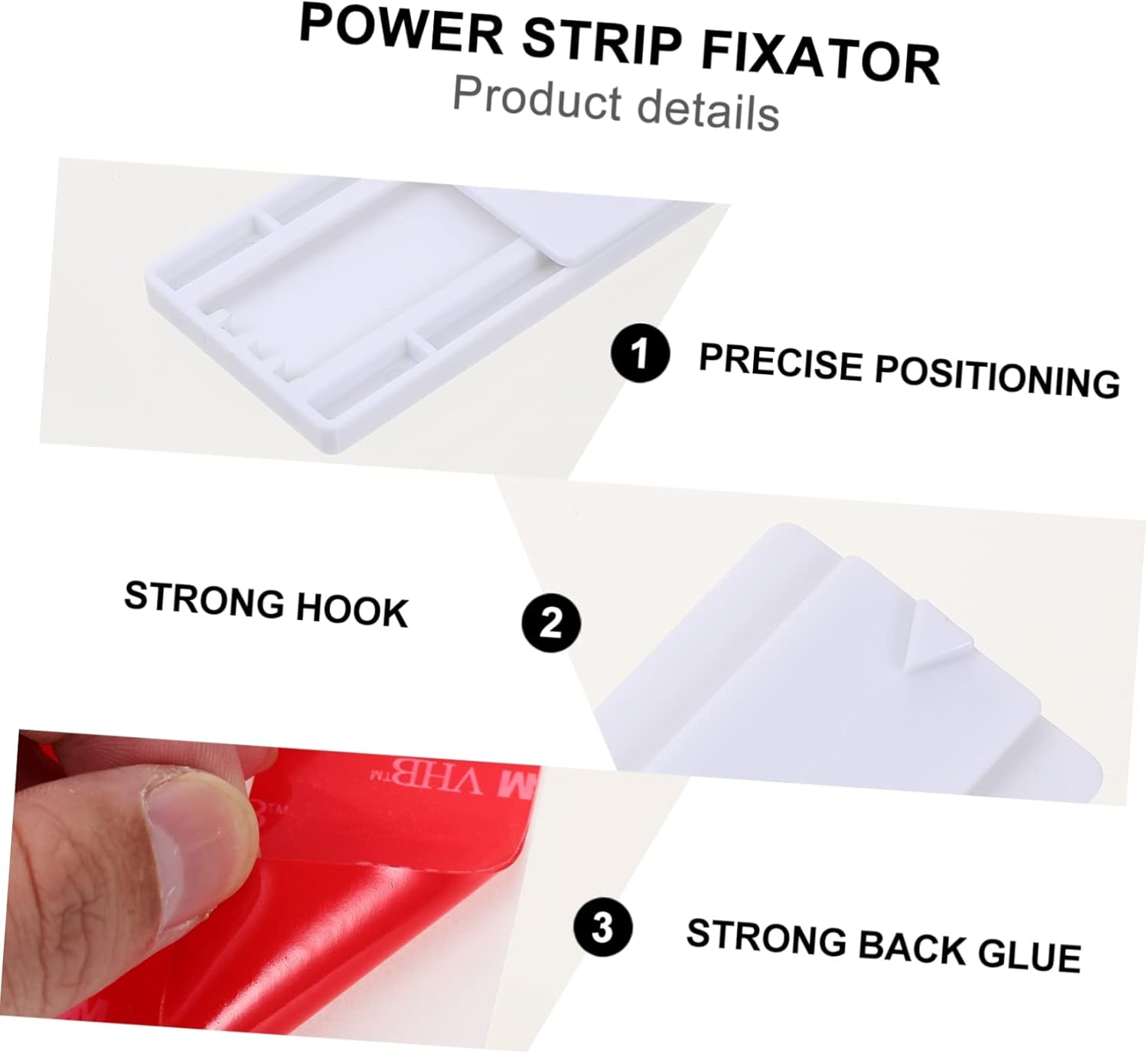 HOMSFOU 6Pcs Power Strip Fixator Self Adhesive Wall Mount Holders for Cable Organizers PP Material Easy Installation Suitable for Various Surfaces image number 6