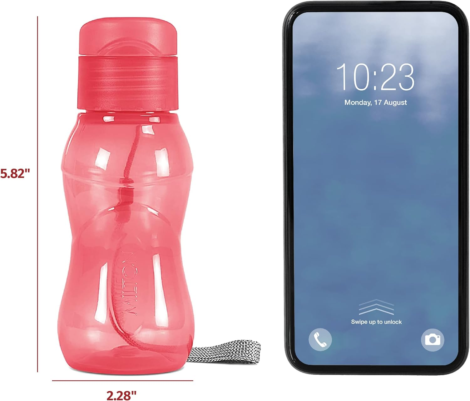 MILTON 8 Pack 6 Oz Kids Water Bottle for School Leak Free Flip Lid- Small Sports Water Bottle for Adults Carry Strap Party Favors for Kids Treats Prizes Gifts Goodie Bag Stuffers Bulk Pack Set of 8 - Red/Pink/Black/Purple image number 6