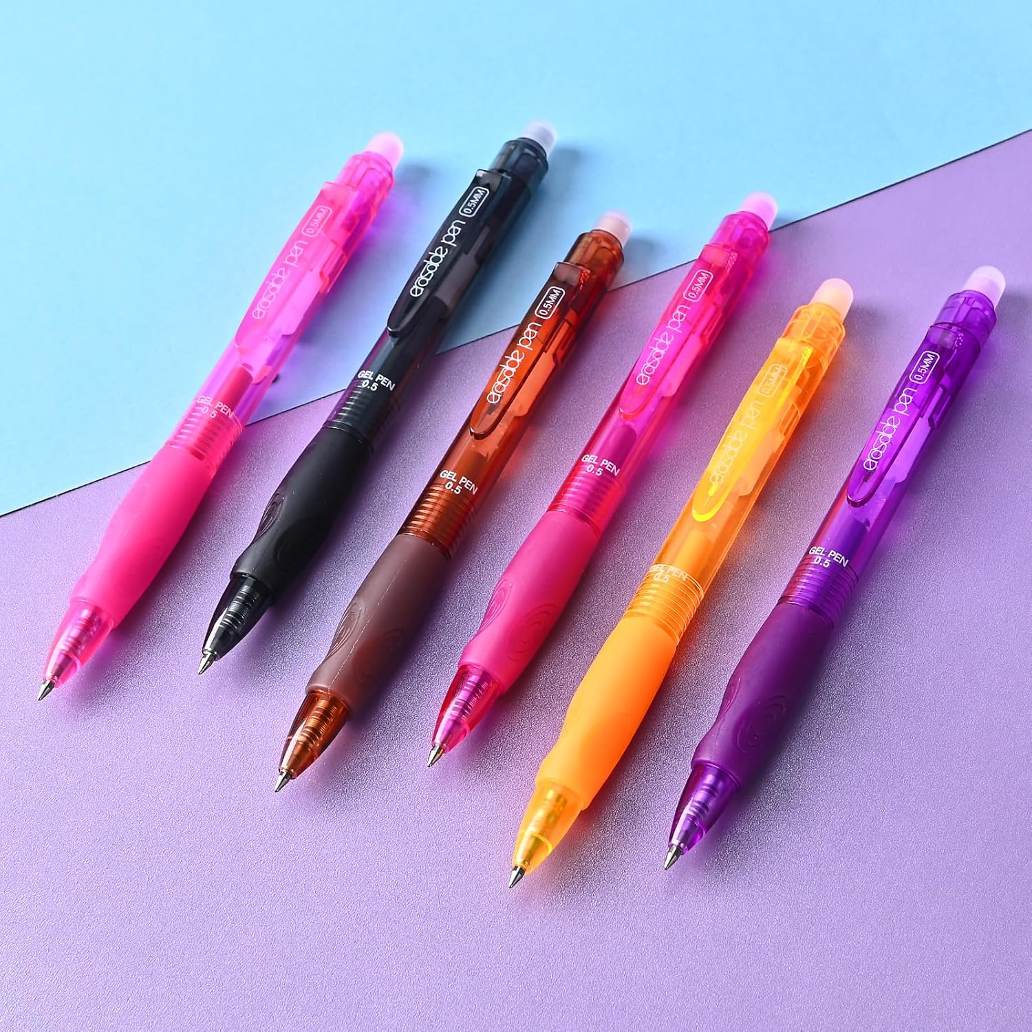 BAYTORY 12Pcs Colored Erasable Gel Pens, Fine Point 0.5 Mm, Assorted Colors Ink Rub Out Pen, Writhing Comfortable to Use for Taking Marking Planner Crossword Puzzles (Multicolor) image number 3