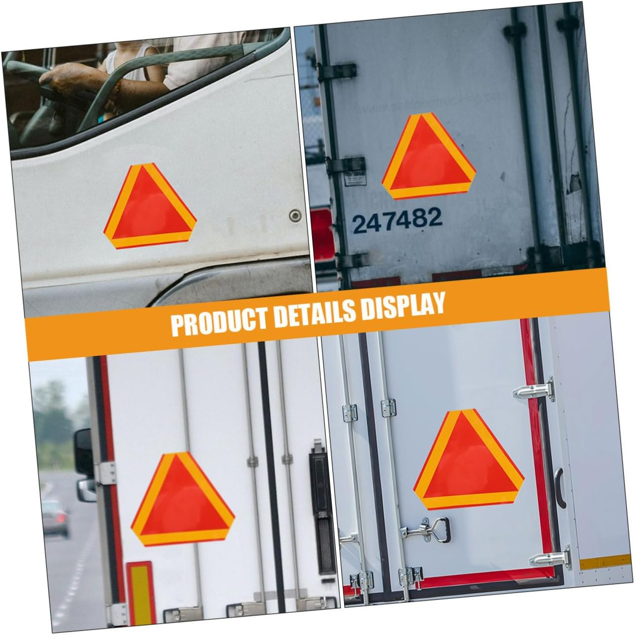 Reflective Warning Triangle Sign with Border High for Slow Moving Vehicles Golf Carts and Tractors Fade Resistant Safety Reflector for Improved Visibility and Easy Installation image number 5