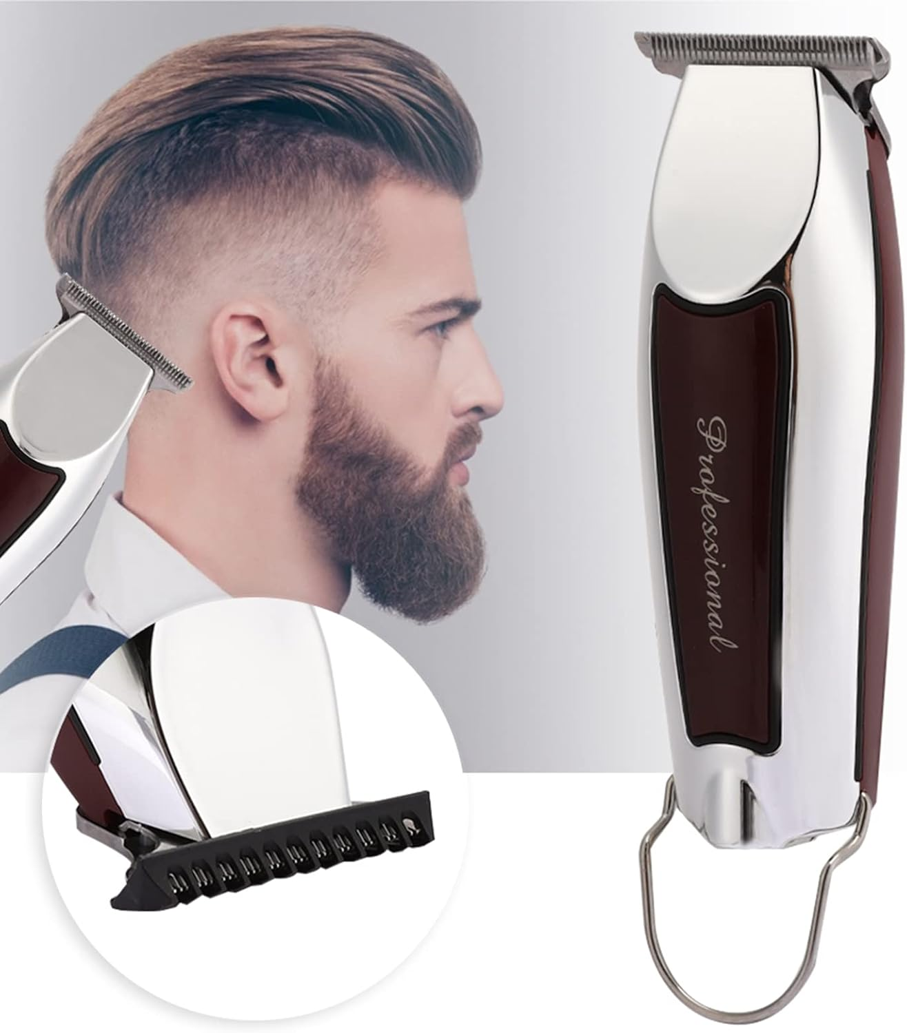 Professional Men'S Hair Trimmer with 3 Attachment Combs Precision Trimmer Long Hair Trimmer Men'S Contour Trimmer Razor Husband Father