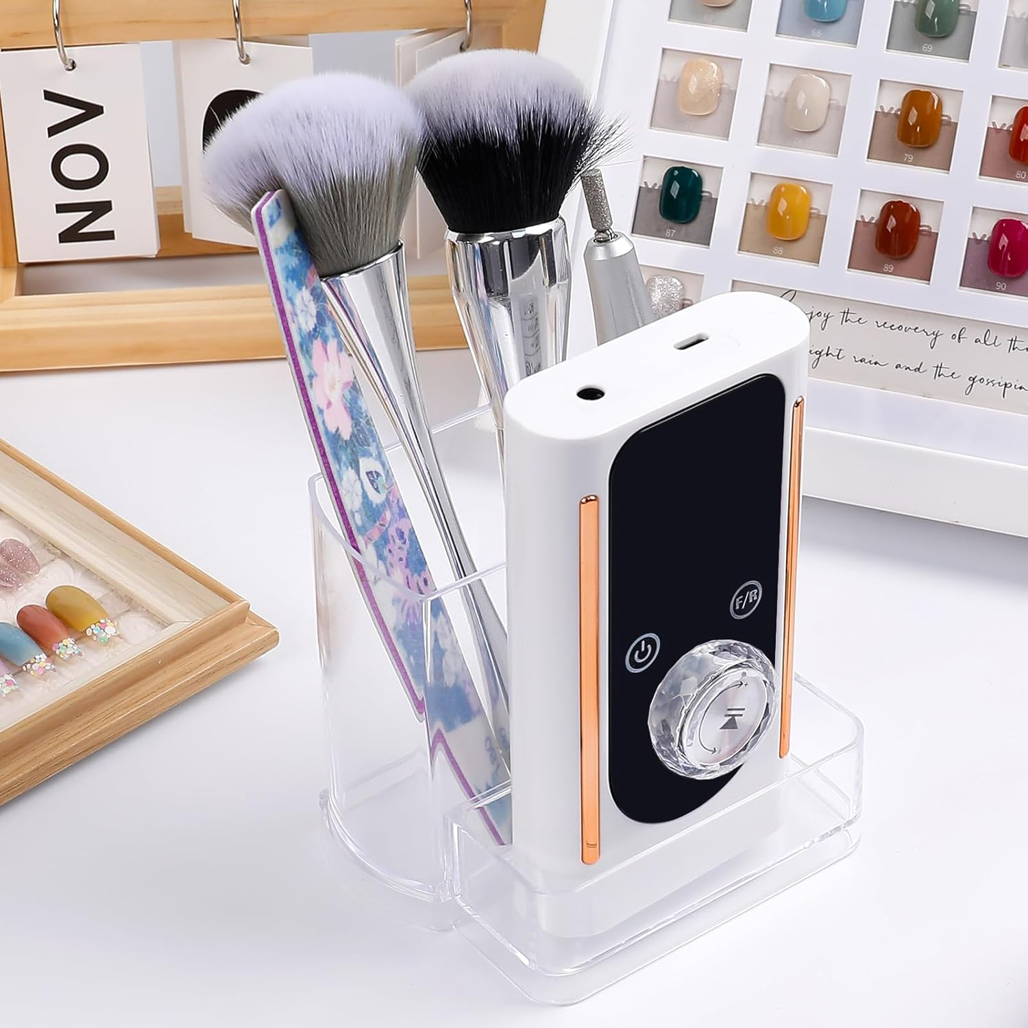 BQAN Nail Drill Holder Box Professional Organizers and Storage for Nail Tech, Nail Drill Stand Display Storage Nail Desk Organizer for Nail Lovers image number 4