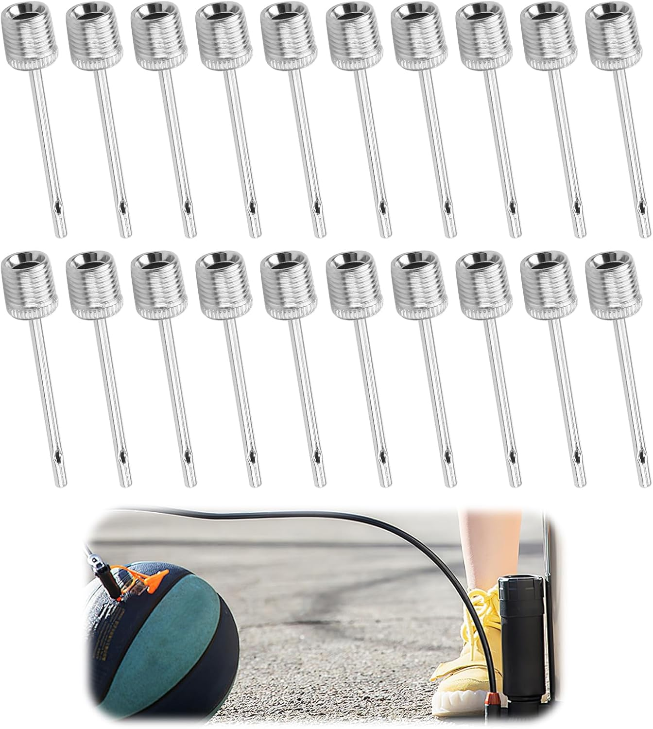 20 Pcs Ball Pump Needle, Sports Inflating Pin Nozzle, Ideal for Blowing up Football, Basketball, Volleyball, and Other Sports Balls