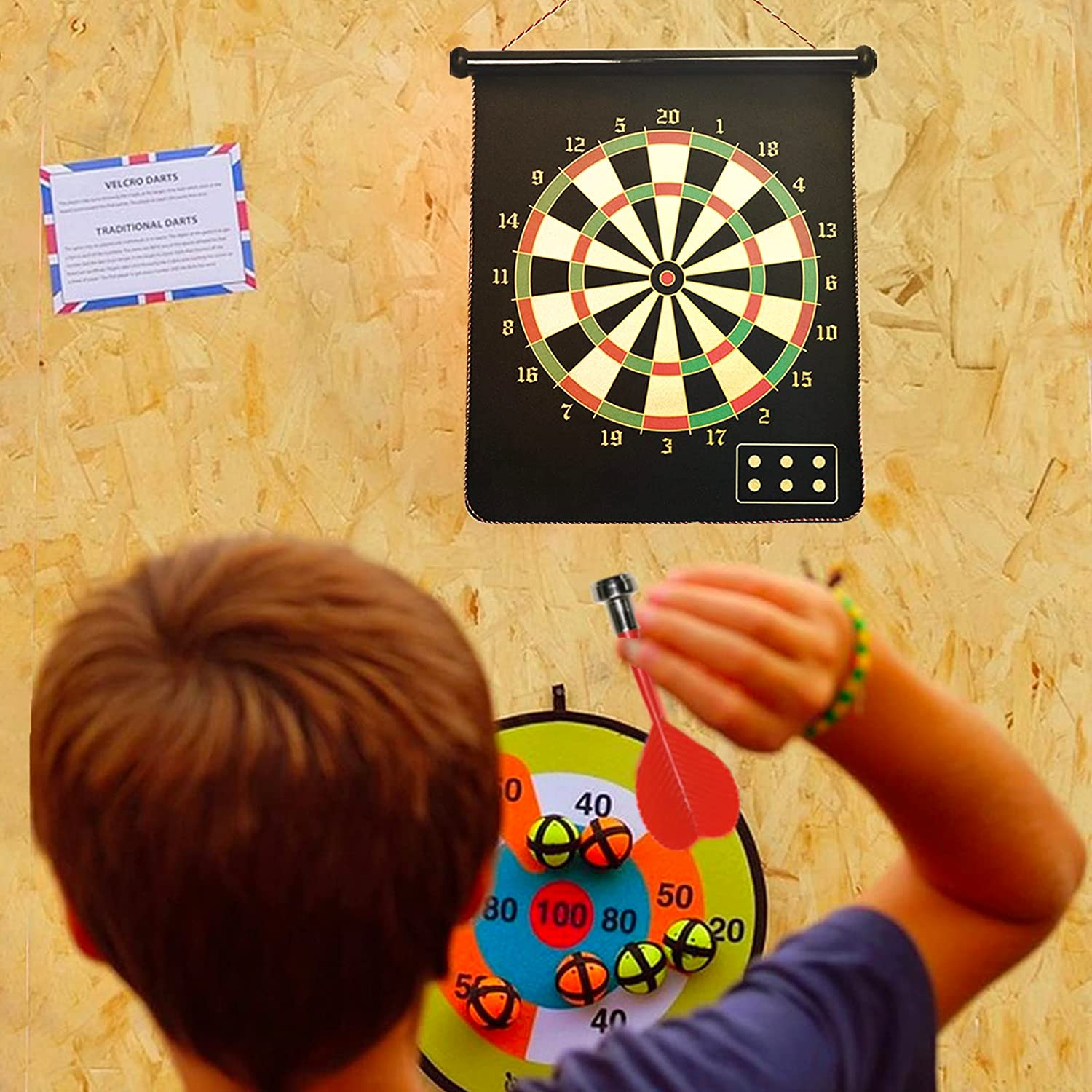 Magnetic Safe Dart Board with 12 Darts for Kids and Adults - Double-Sided Dartboard image number 4