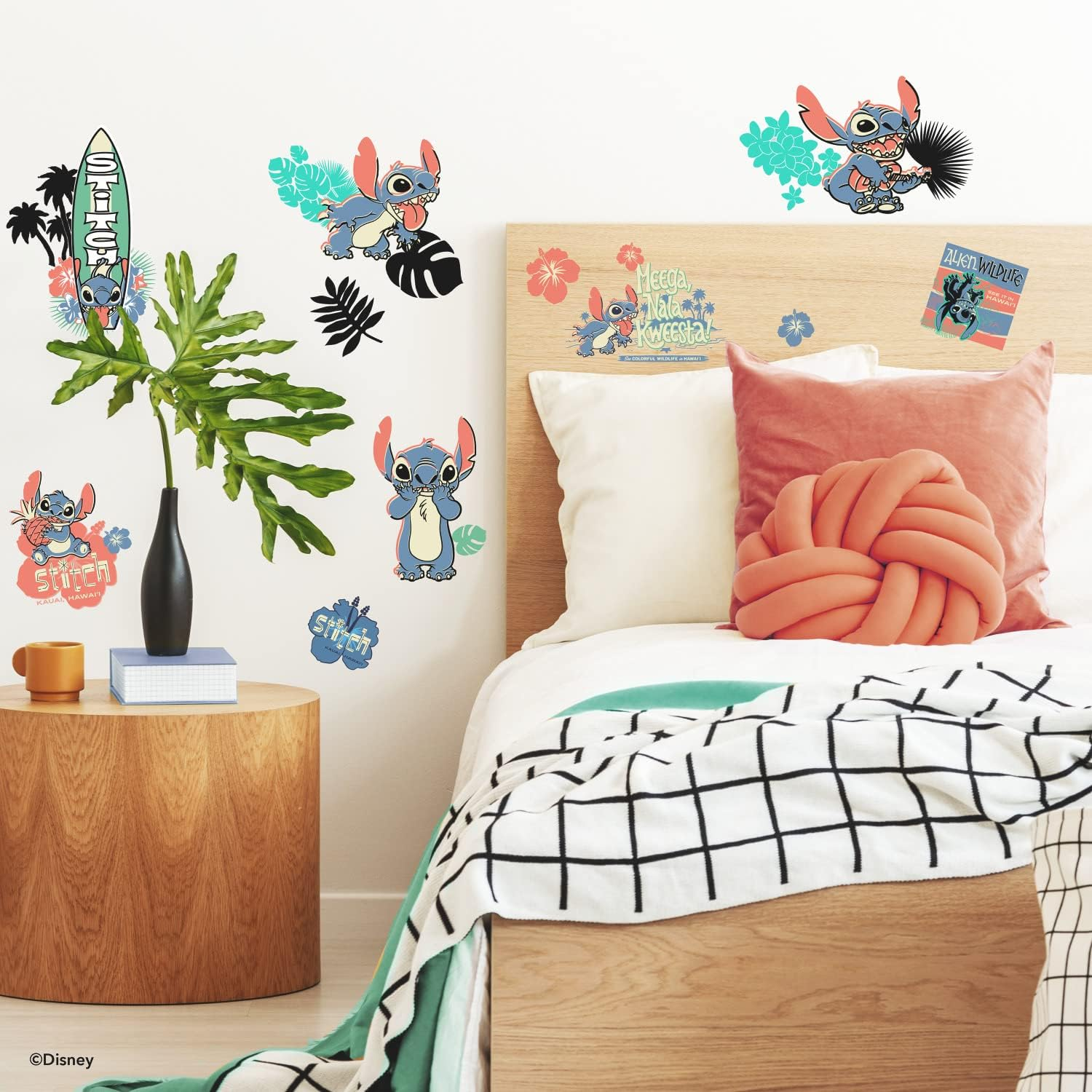 Roommates RMK5367SCS Stitch Surf'S up Peel and Stick Wall Decals, Pink, Blue, Green, Black image number 4