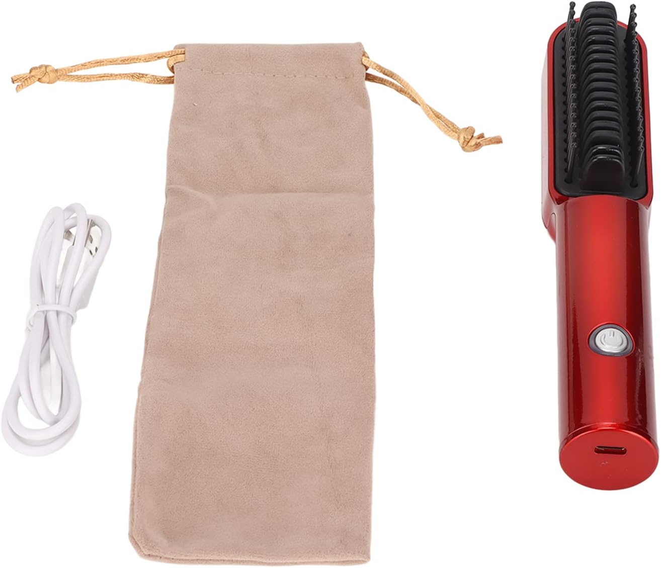 Hair Straightener Brush, USB Electric Heated Straightening Brush with Ergonomic Handle, Portable Hair Straightening Comb for Professional Salon at Home Travel, Safe Easy to Use image number 5