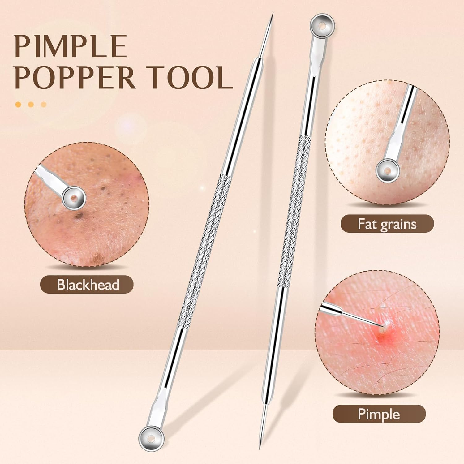 WSYUB Blackhead Tweezers, Pimple Popper Tool Kit, Blackhead Extractor,Ingrown Hair Tweezers, Blemish and Blackhead Removal Tools image number 2
