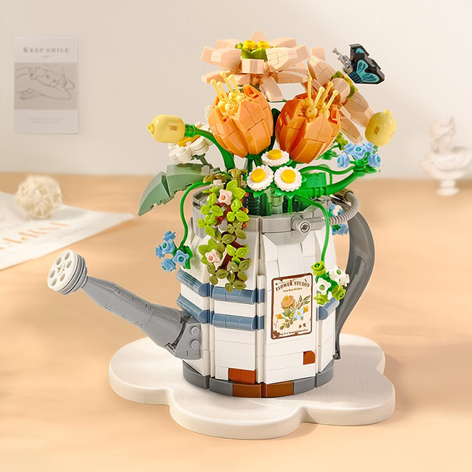 Toymart Watering Can Bouquet Building Set &ndash; 973 Pcs Mini Bricks Flower Pot Model for Adults and Kids, DIY Plant Building Block Set, Creative Flower Basket Home Decor, Botanical Gifts image number 5