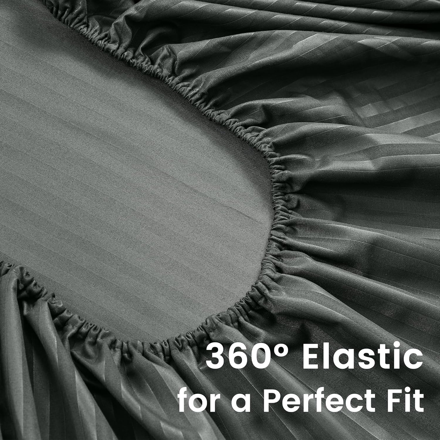 LINENOVA Luxury Stripe Bed Sheet Set King &ndash; 4 Piece Hotel-Quality 2000TC Ultra-Soft Microfibre &ndash; 40Cm Deep Fitted Sheet, Flat Sheet & Pillowcase &ndash; Deep Grey image number 5